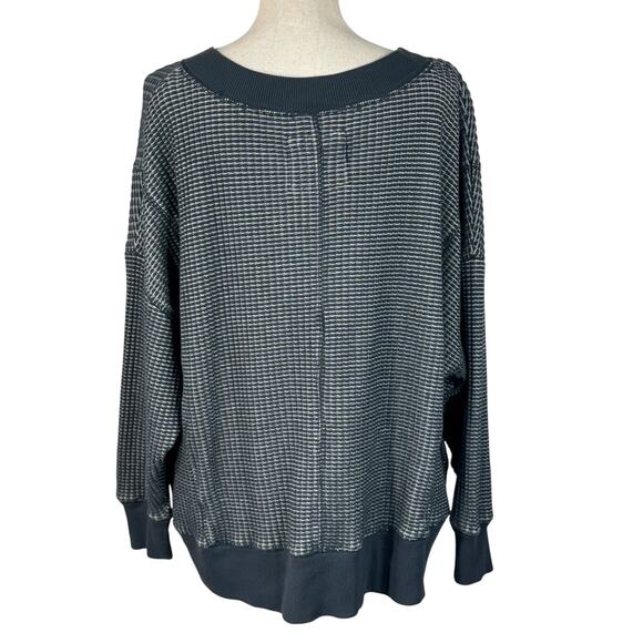 American Eagle Small Big Hug Sweater Waffle Knit V-Neck Oversized Long Sleeves - Picture 6 of 10